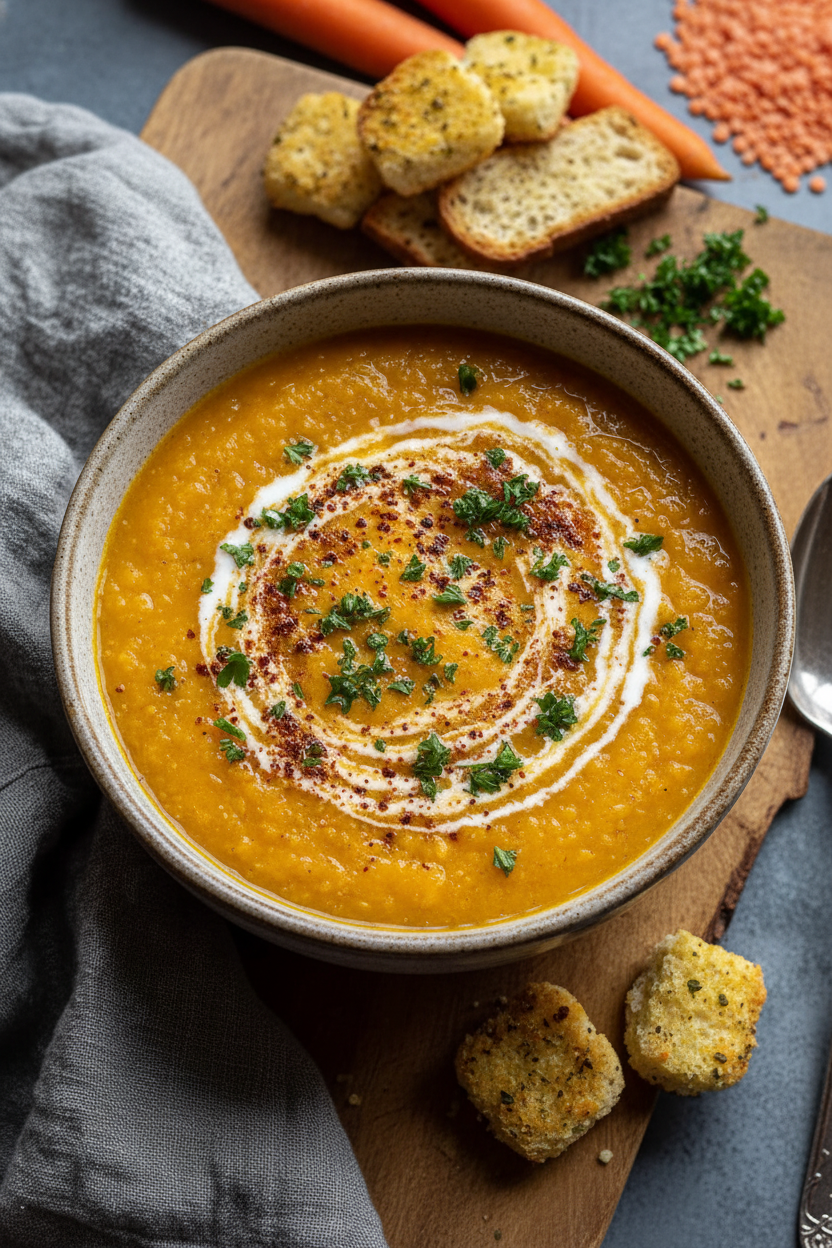 Creamy Carrot Lentil Soup Recipe