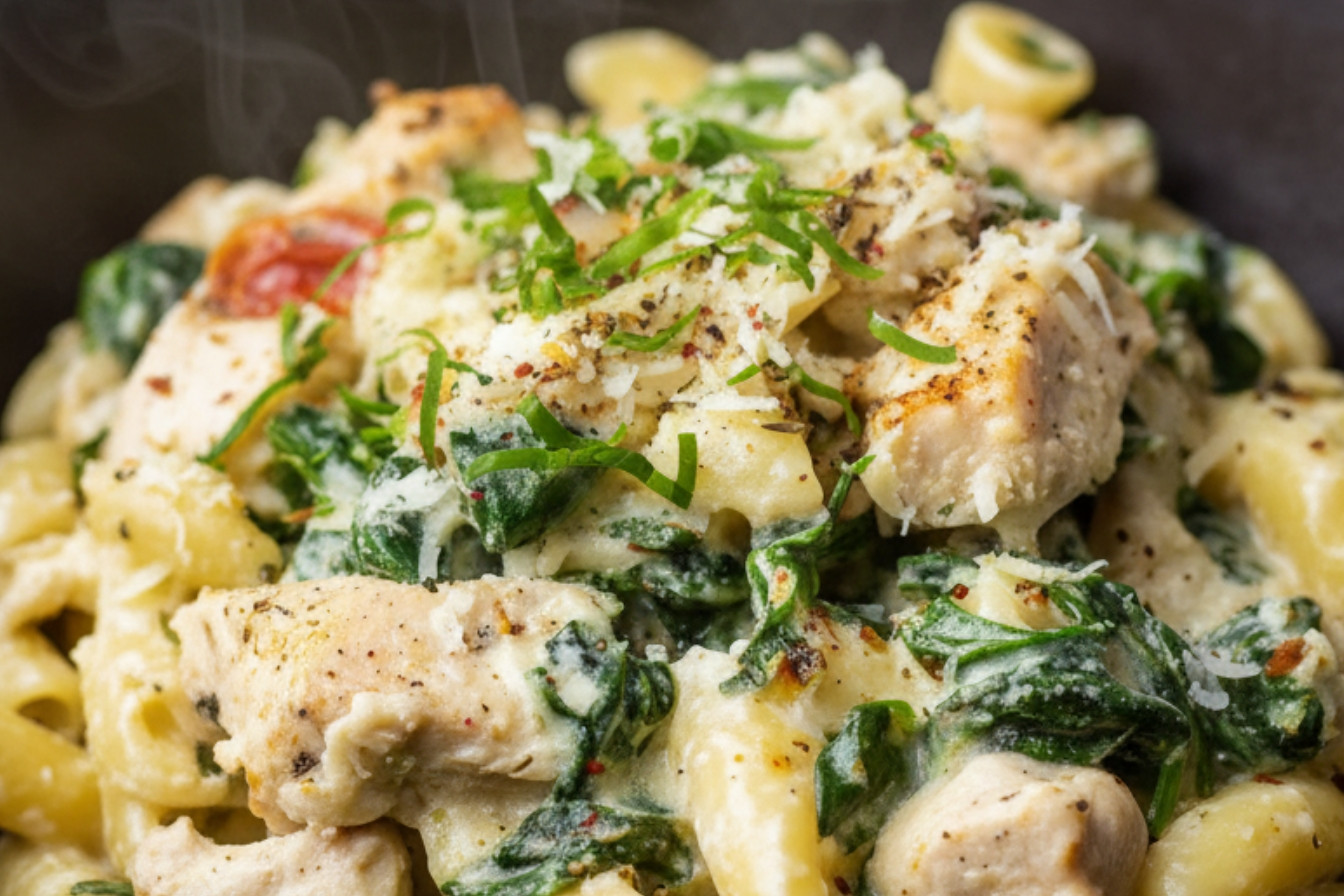 Creamy Chicken Spinach Pasta Recipe