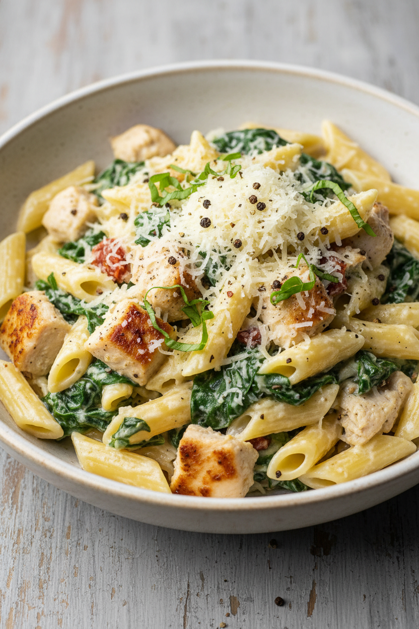 Creamy Chicken Spinach Pasta Recipe