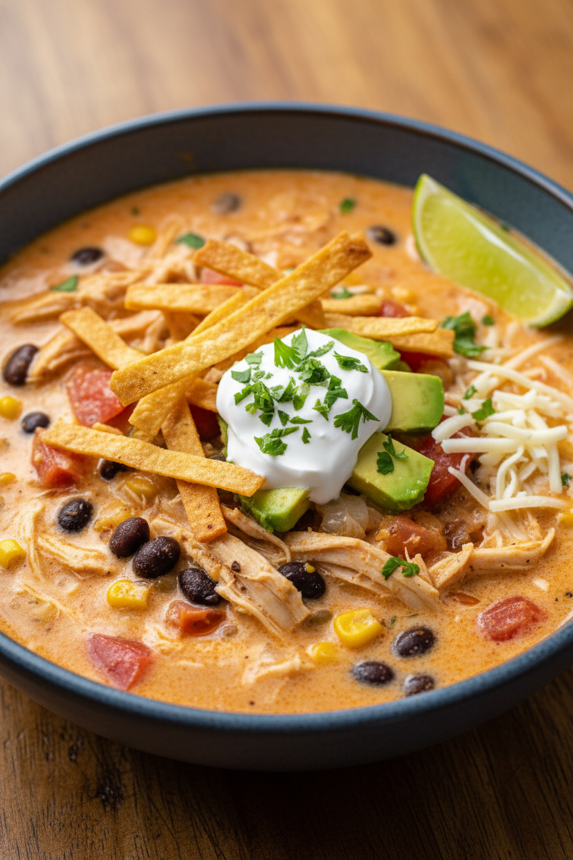Creamy Chicken Tortilla Soup Recipe