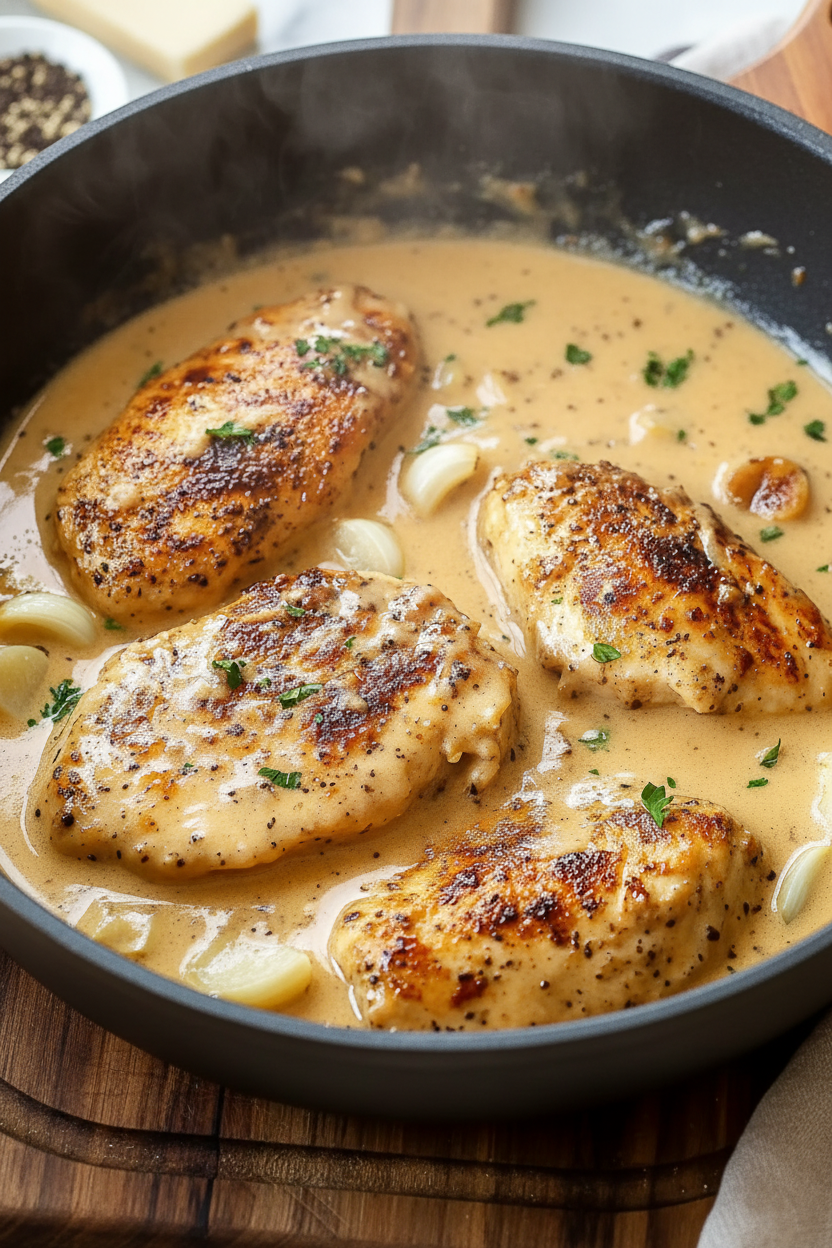 Creamy Garlic Chicken Recipe Snack On Meat