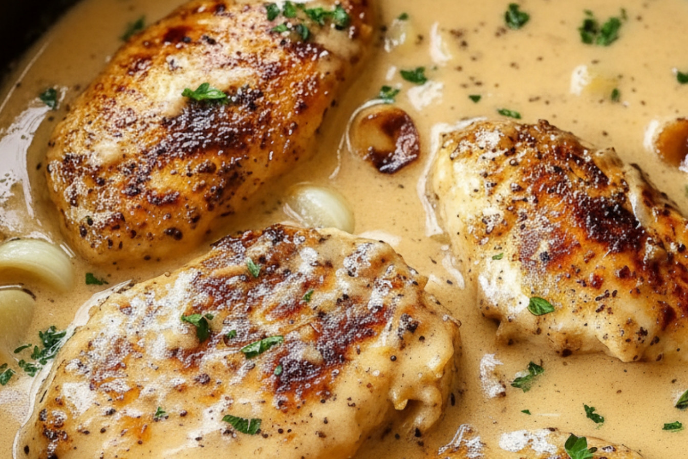 Creamy Garlic Chicken Recipe Snack On Meat