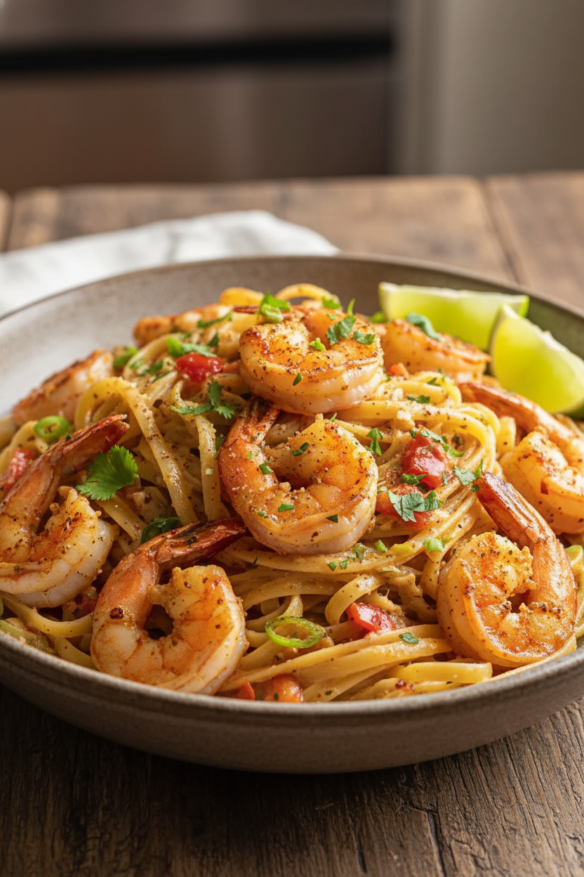 Creamy Jamaican Shrimp Pasta in 30 Minutes