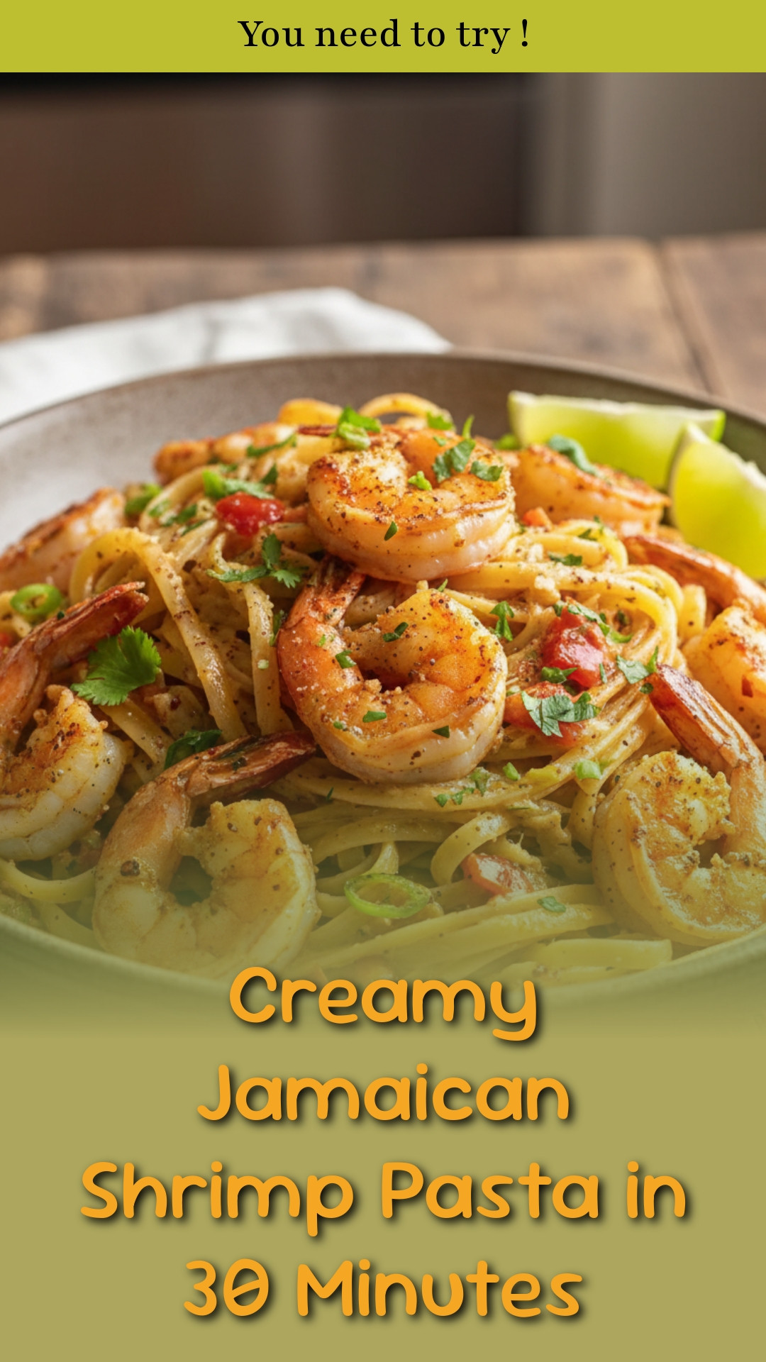 Creamy Jamaican Shrimp Pasta in 30 Minutes
