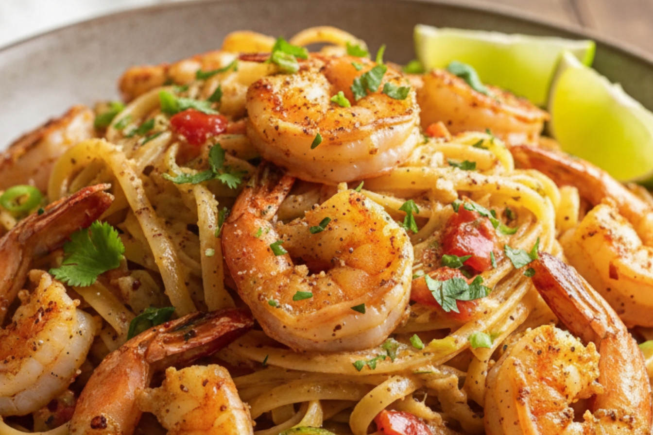 Creamy Jamaican Shrimp Pasta in 30 Minutes