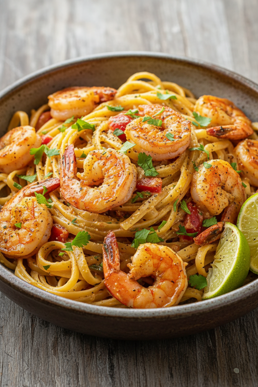 Creamy Jamaican Shrimp Pasta in 30 Minutes