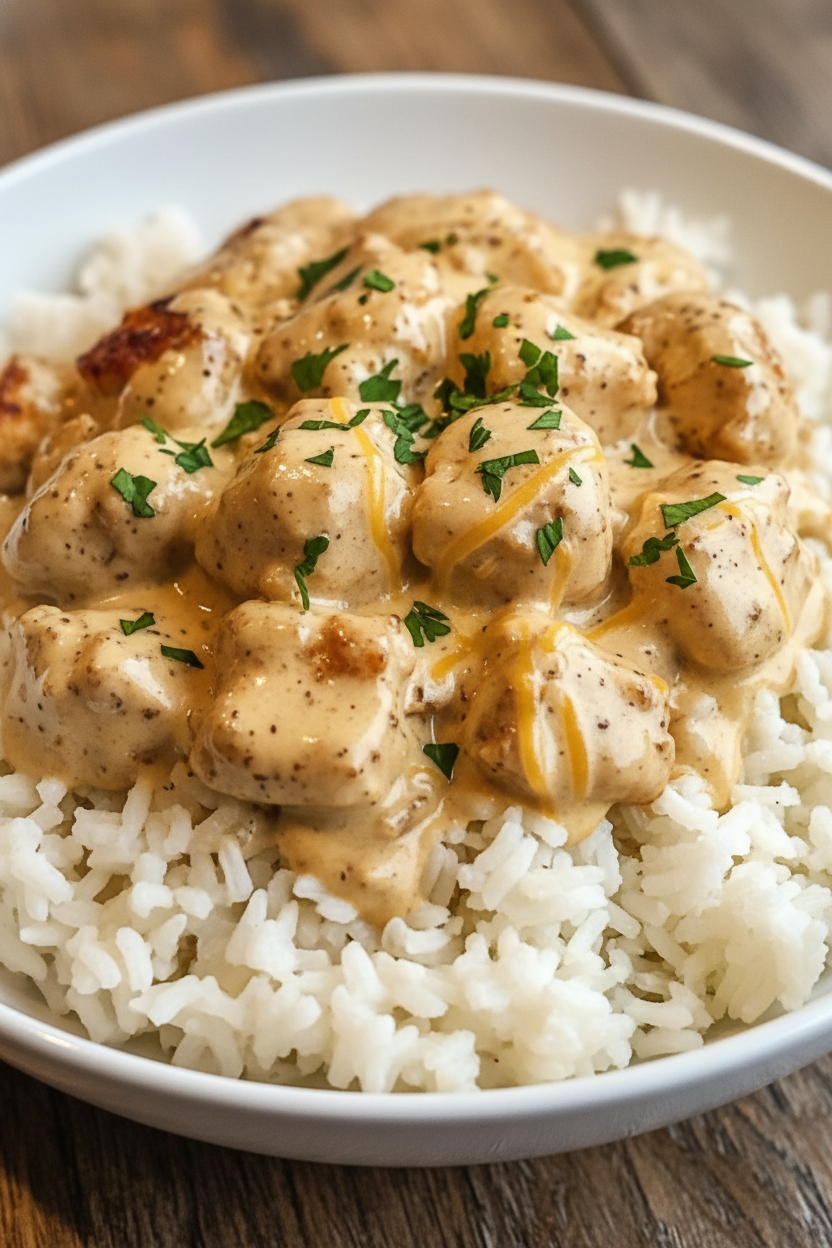 Creamy Smothered Chicken and Rice Recipe