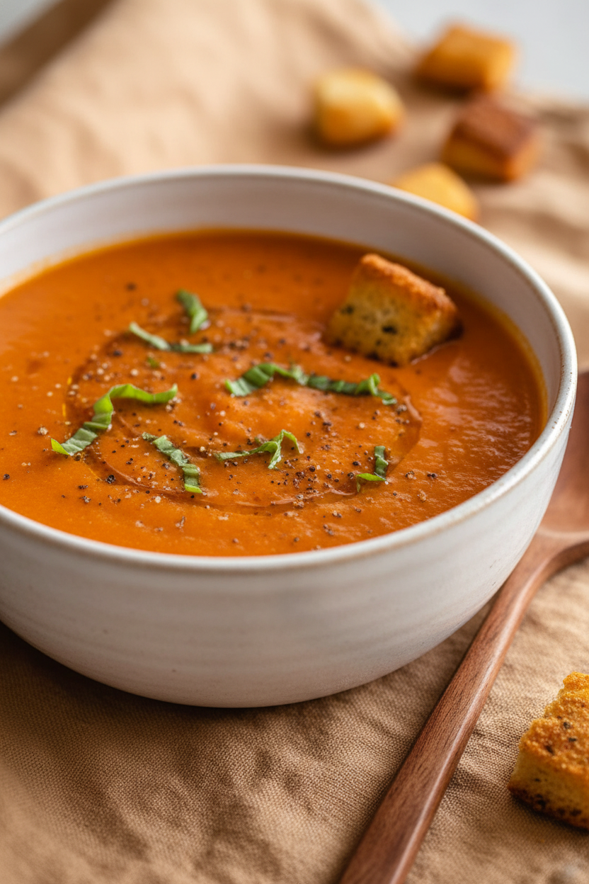 Creamy Tomato Basil Soup With Hidden Veggies