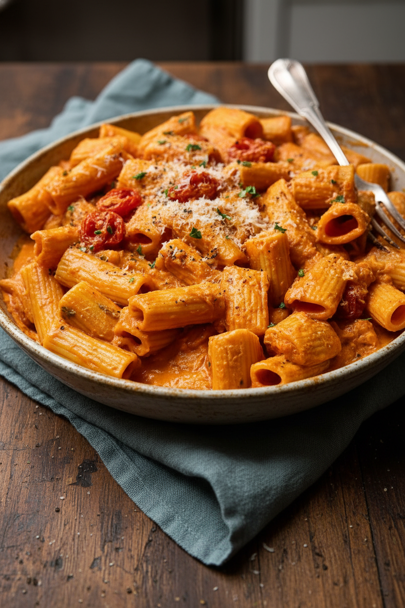Creamy Tomato Rigatoni Pasta in 30 Minutes
