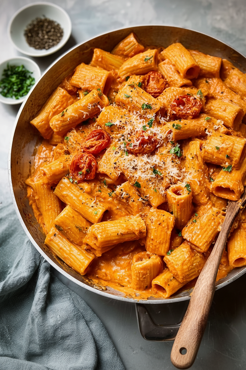 Creamy Tomato Rigatoni Pasta in 30 Minutes
