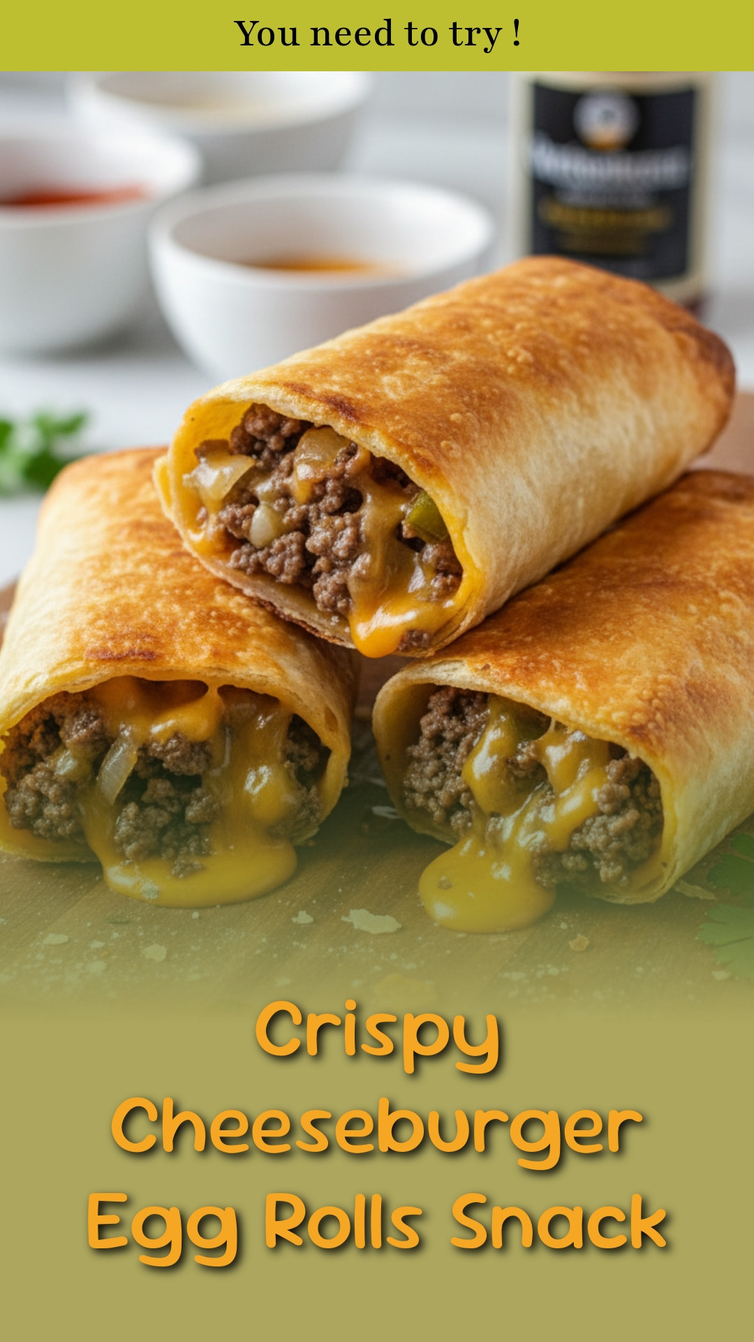 Crispy Cheeseburger Egg Rolls Snack