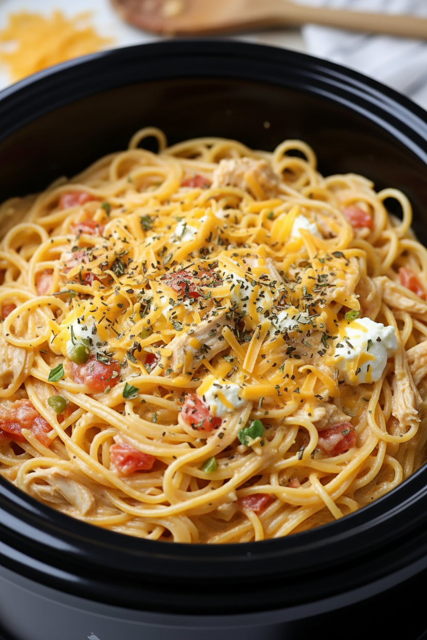 Crock Pot Cheesy Chicken Spaghetti Recipe