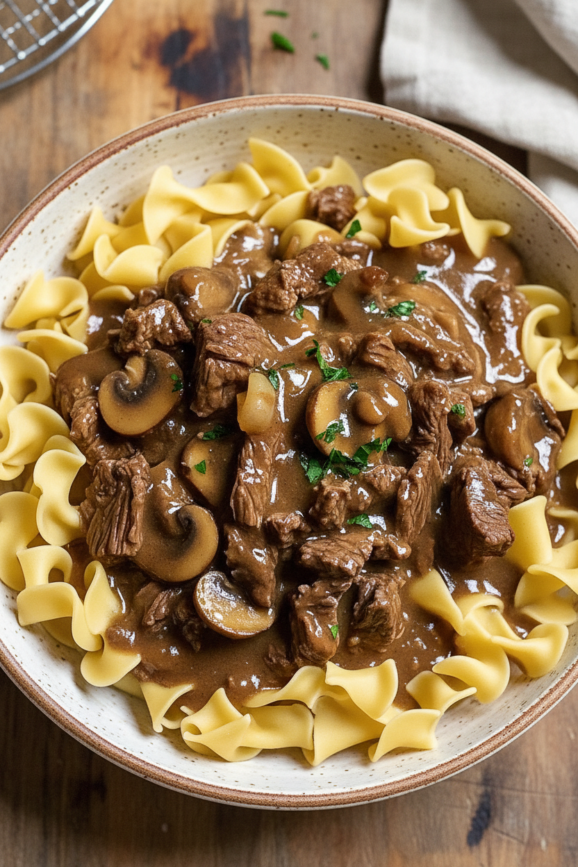 Crockpot Beef Tips and Noodles Recipe