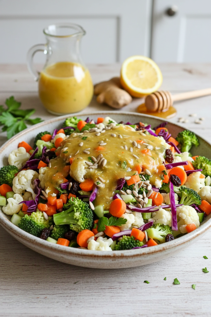 Crunchy Detox Salad with Lemon Ginger Vinaigrette