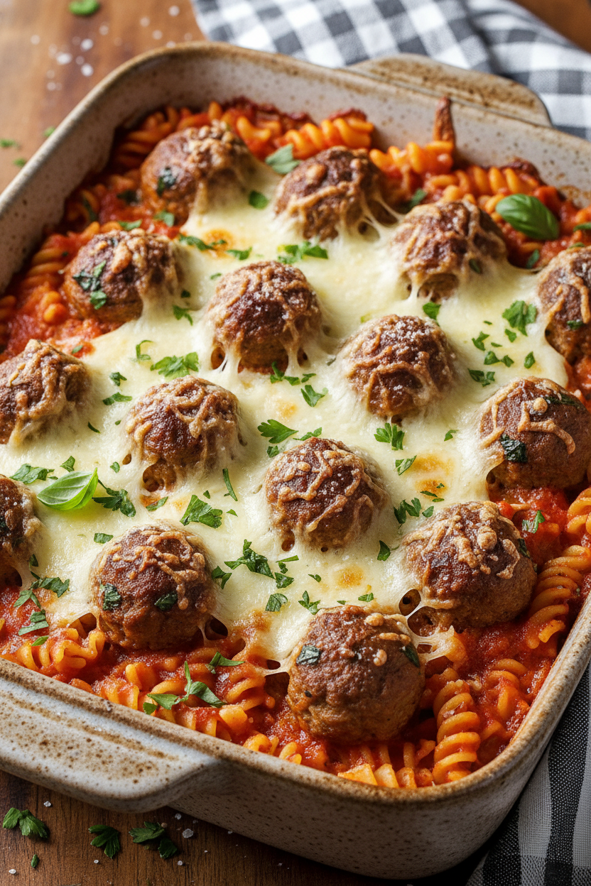 Dump and Bake Easy Meatball Casserole Recipe