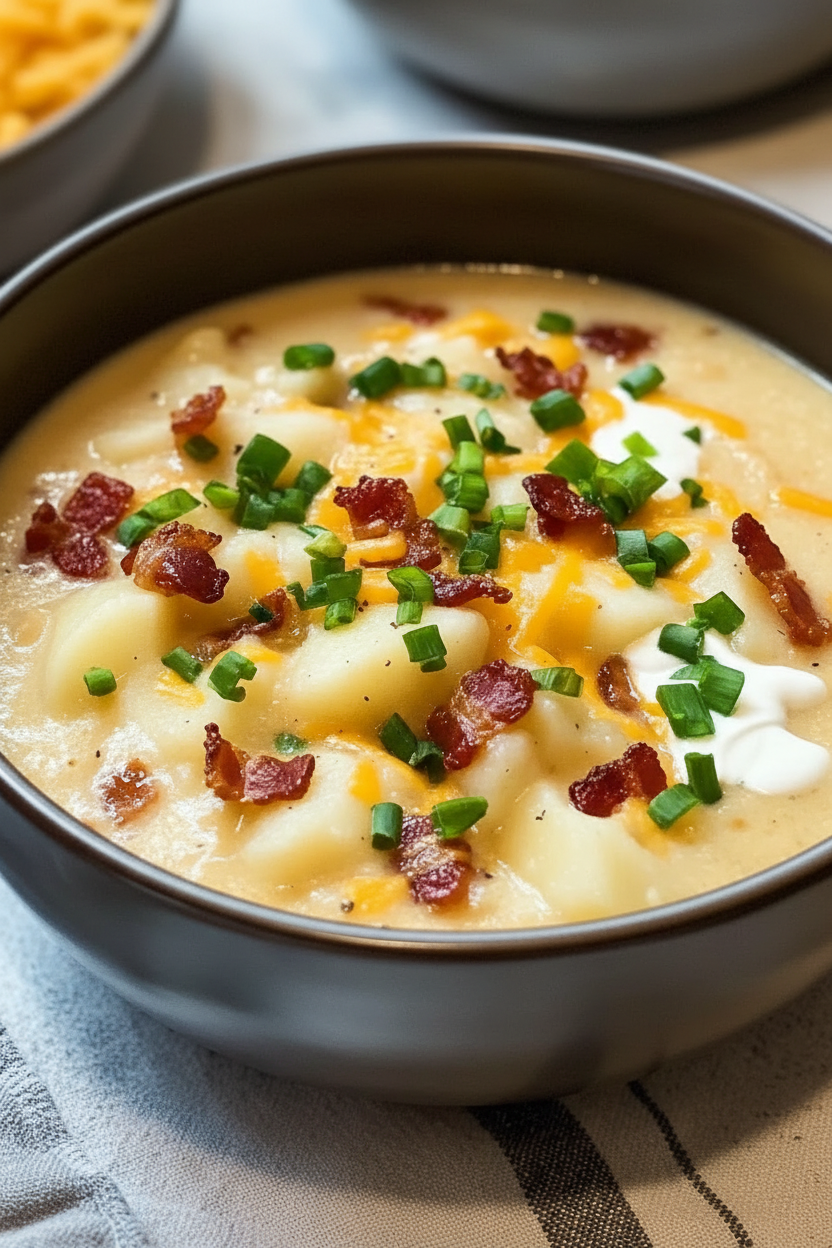 Easy Baked Potato Soup Recipe Snack On Meat