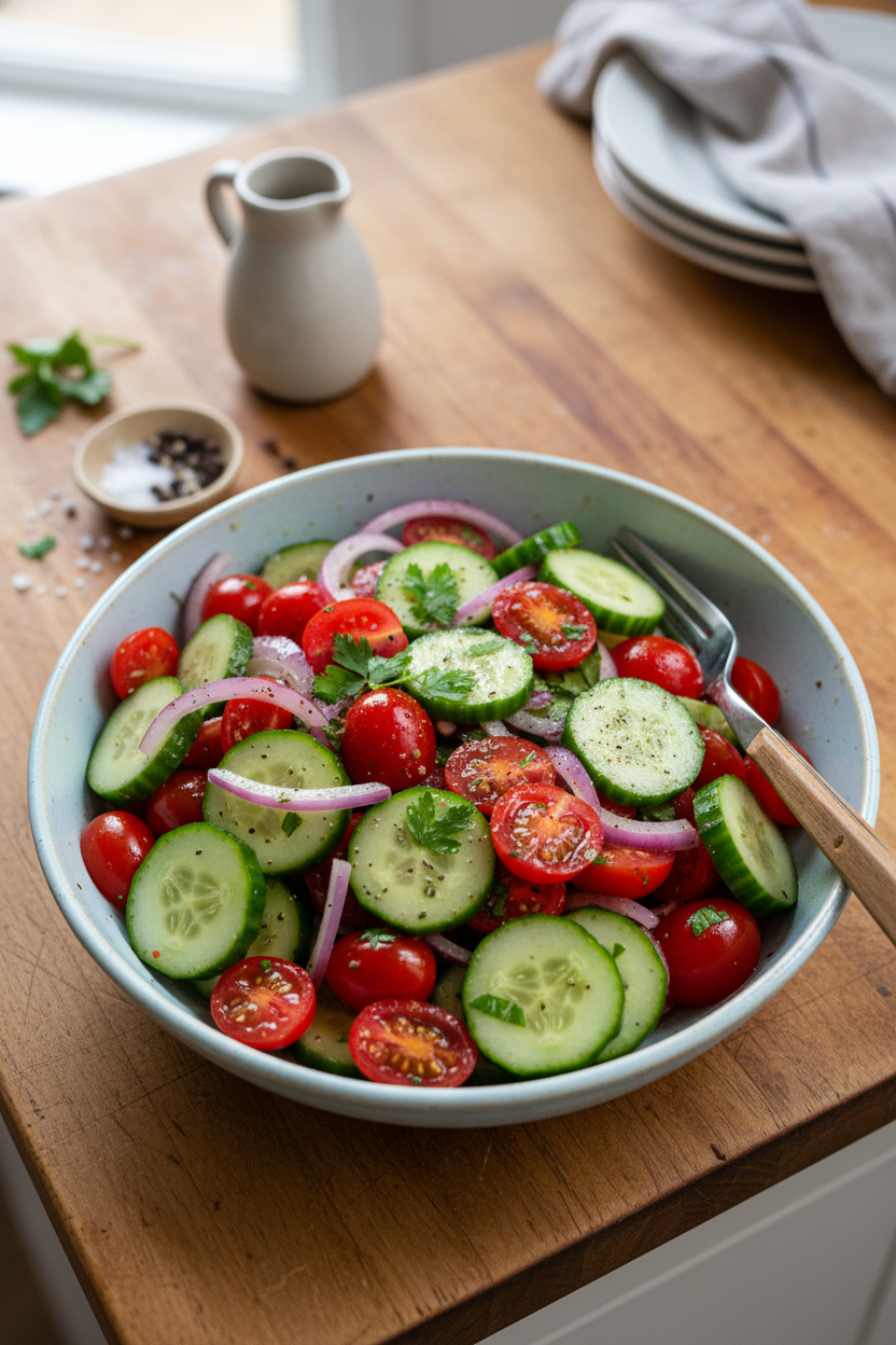 Easy Fresh Cucumber Tomato Salad Recipe