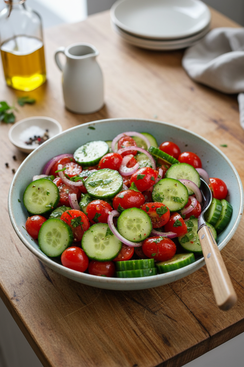Easy Fresh Cucumber Tomato Salad Recipe