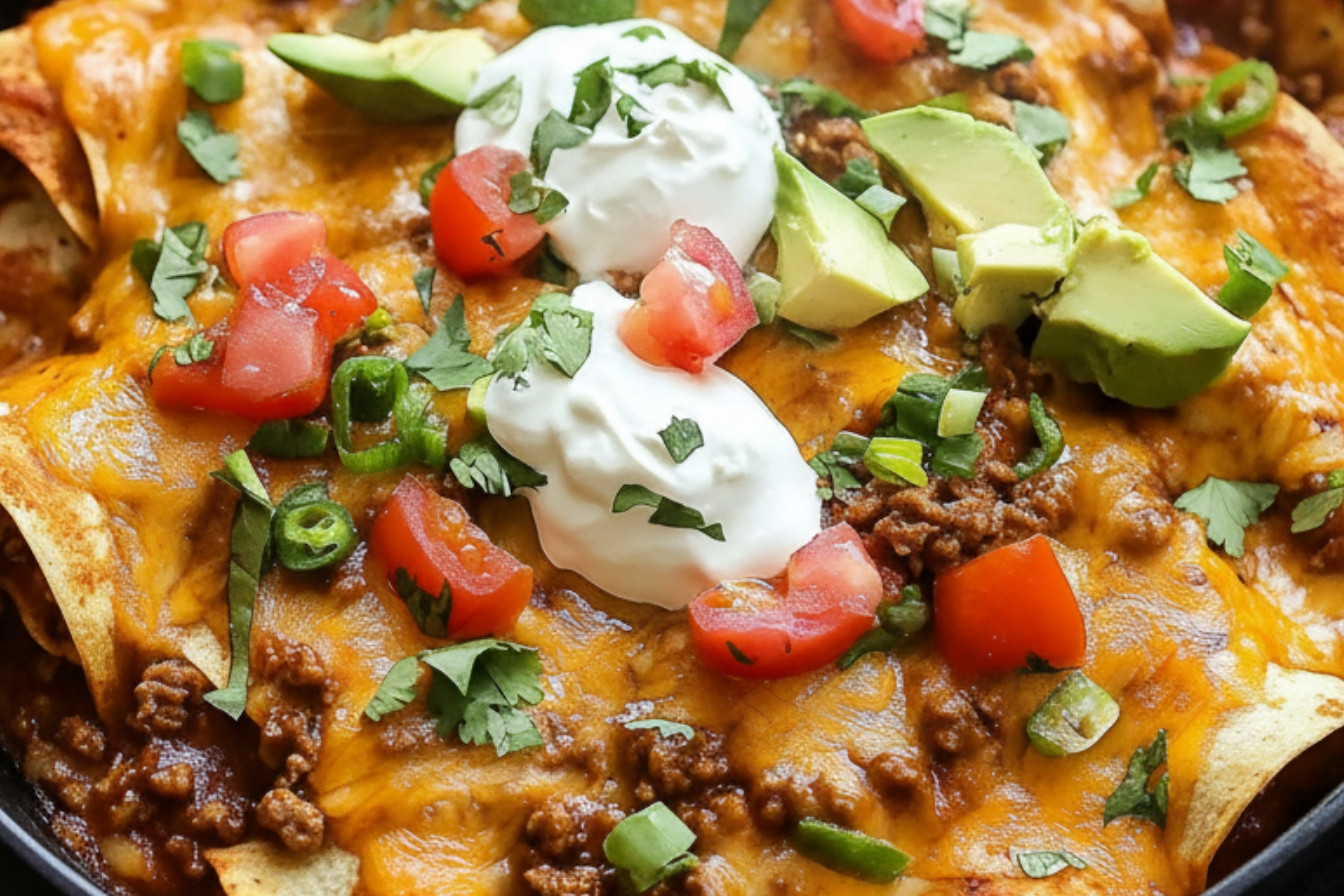 Easy Ground Beef Skillet Enchiladas One Pan Meal