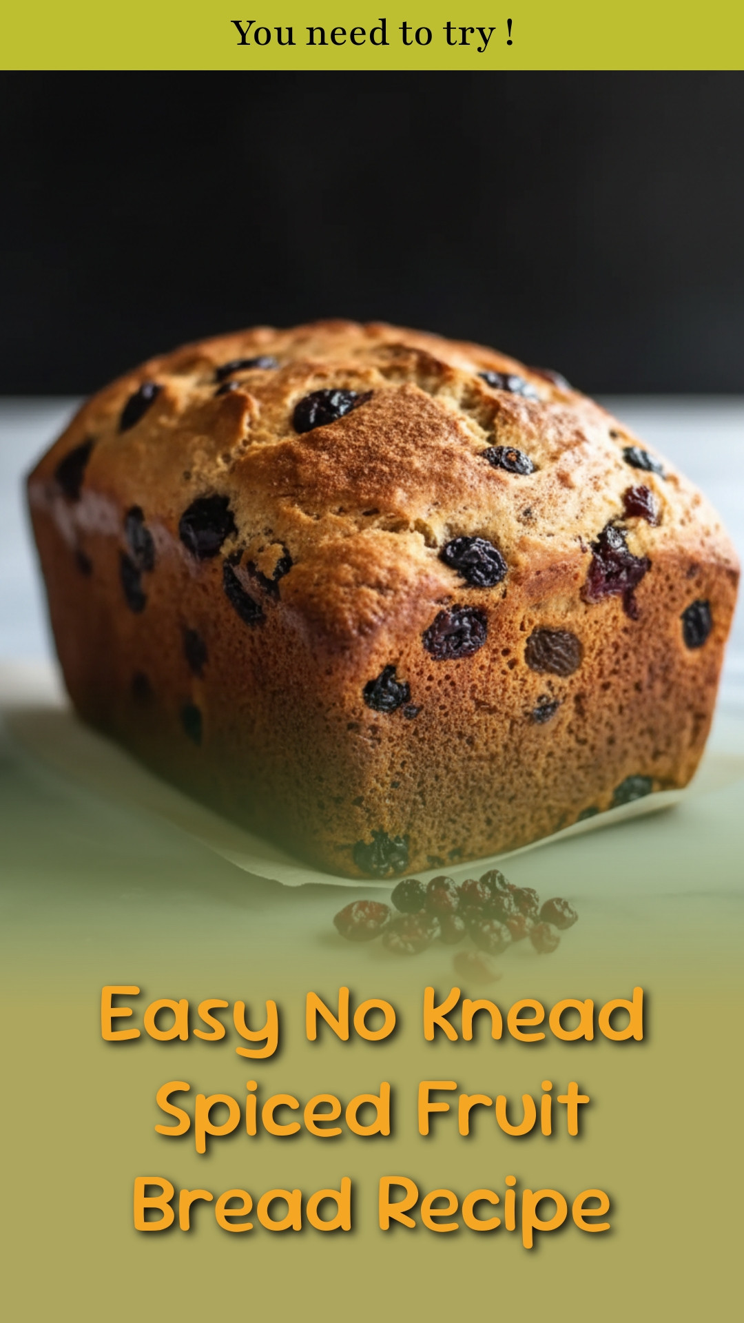 Easy No Knead Spiced Fruit Bread Recipe