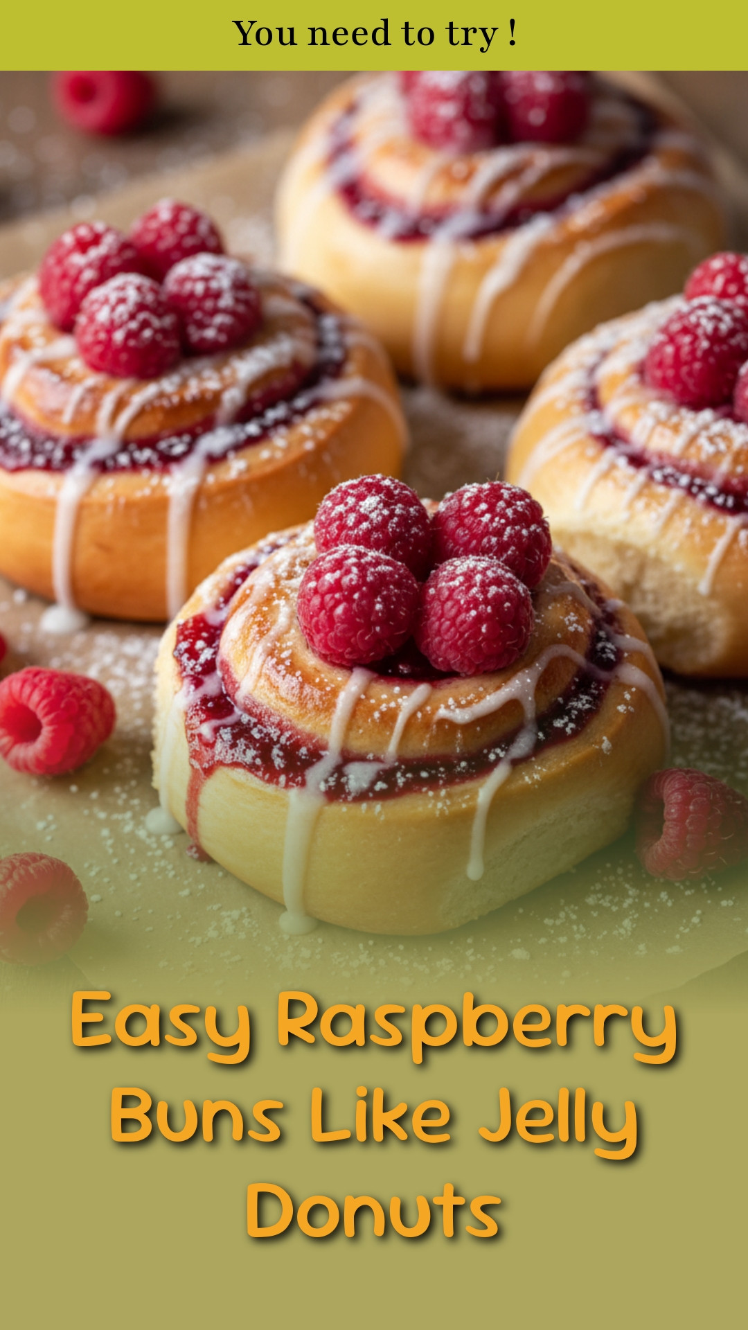 Easy Raspberry Buns Like Jelly Donuts