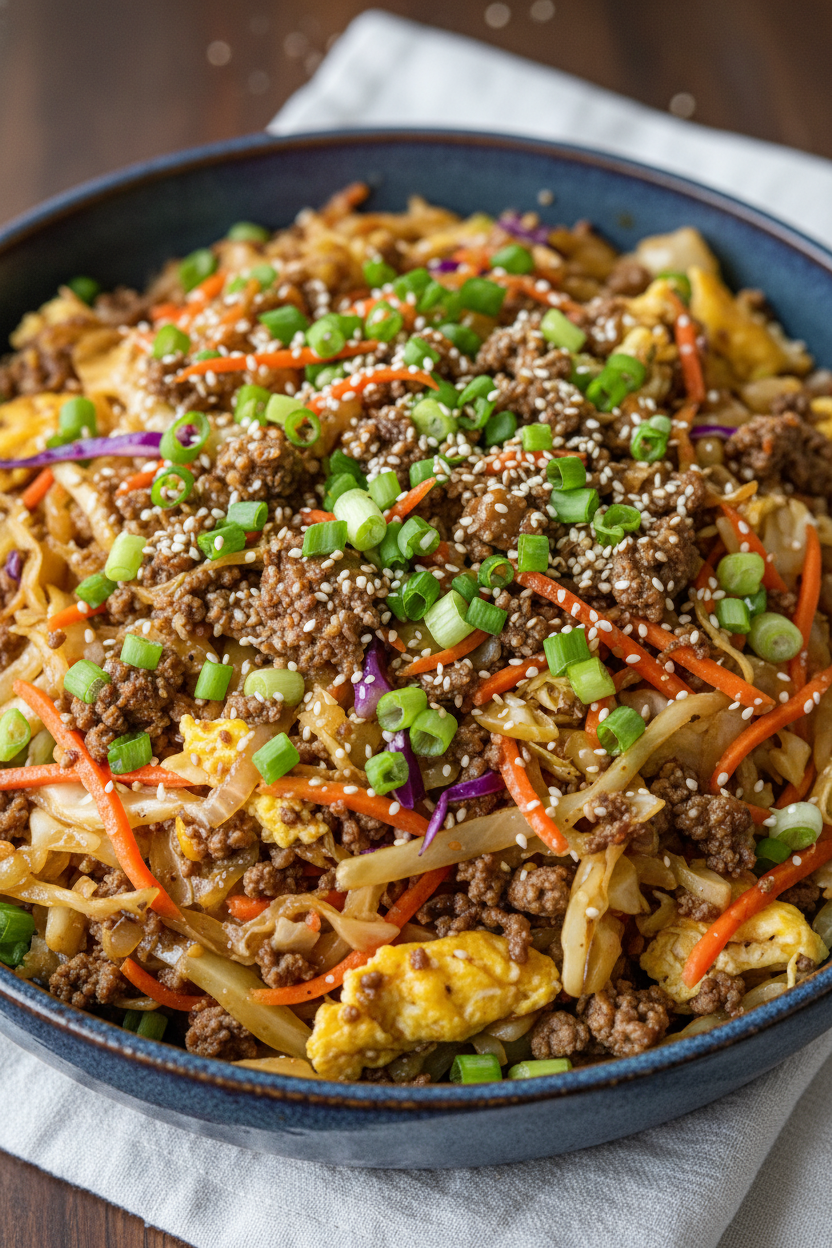 Egg Roll in a Bowl Snack On Meat