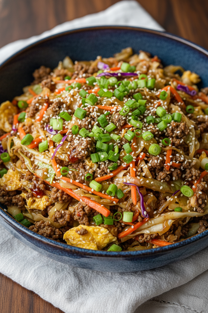 Egg Roll in a Bowl Snack On Meat
