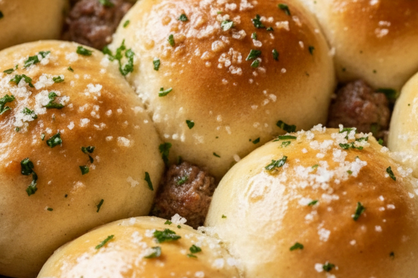 Garlic Bread Rolls with Savory Meat