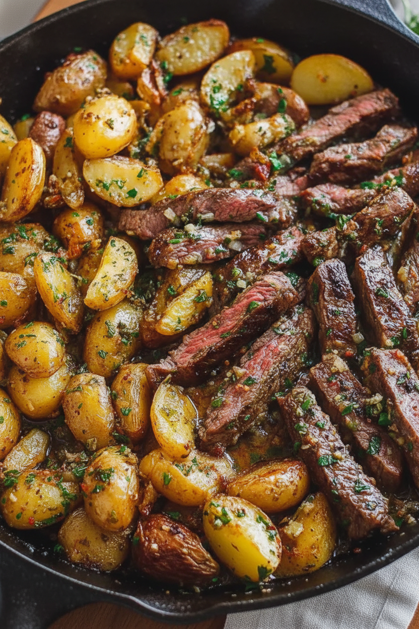 Garlic Butter Steak and Potatoes Skillet Recipe