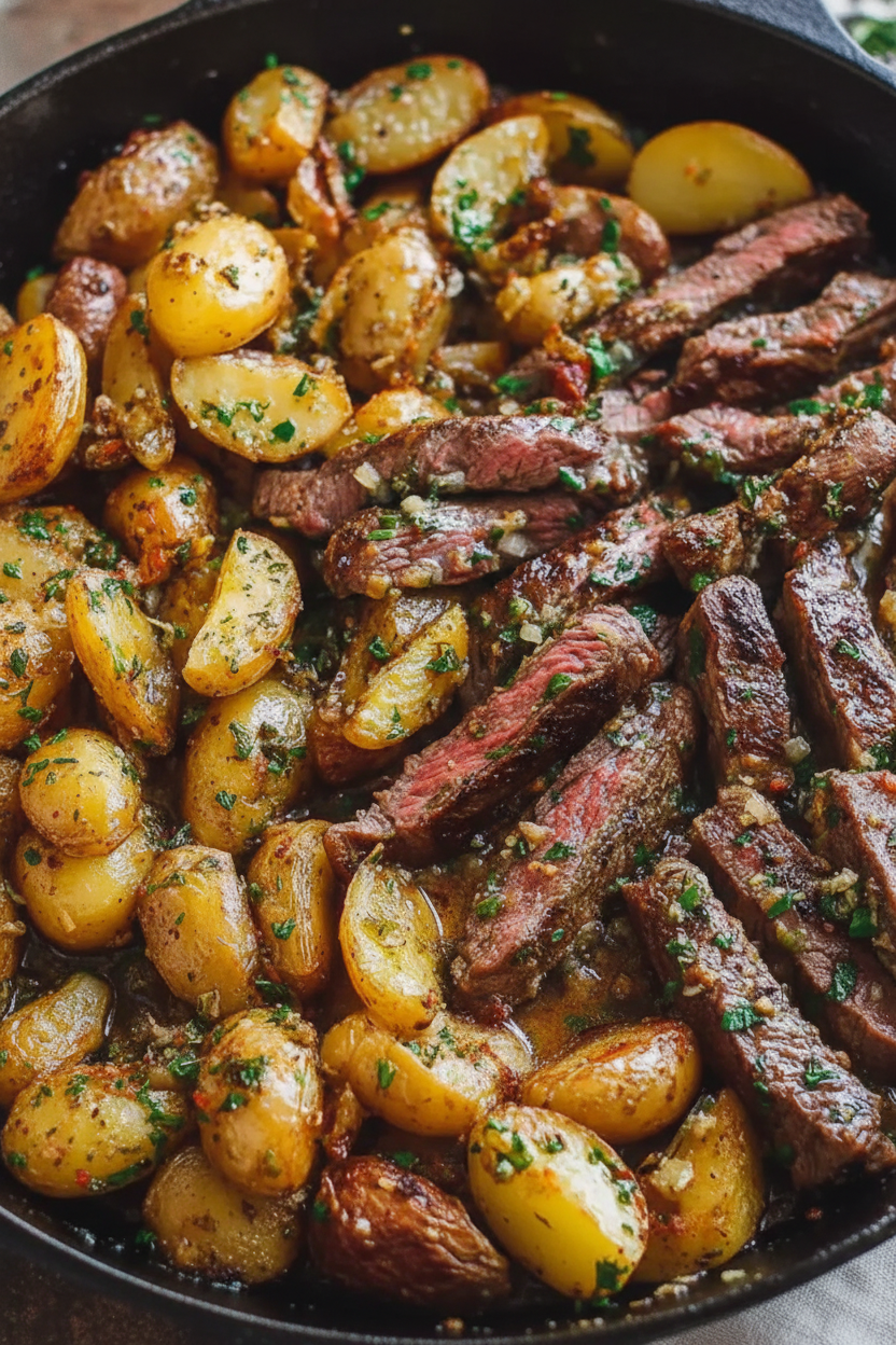 Garlic Butter Steak and Potatoes Skillet Recipe
