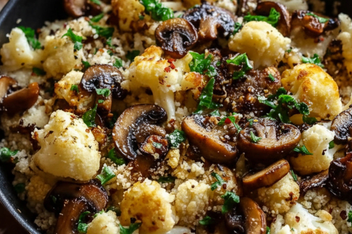 Garlic Cauliflower Mushroom Skillet Quick Healthy Meal