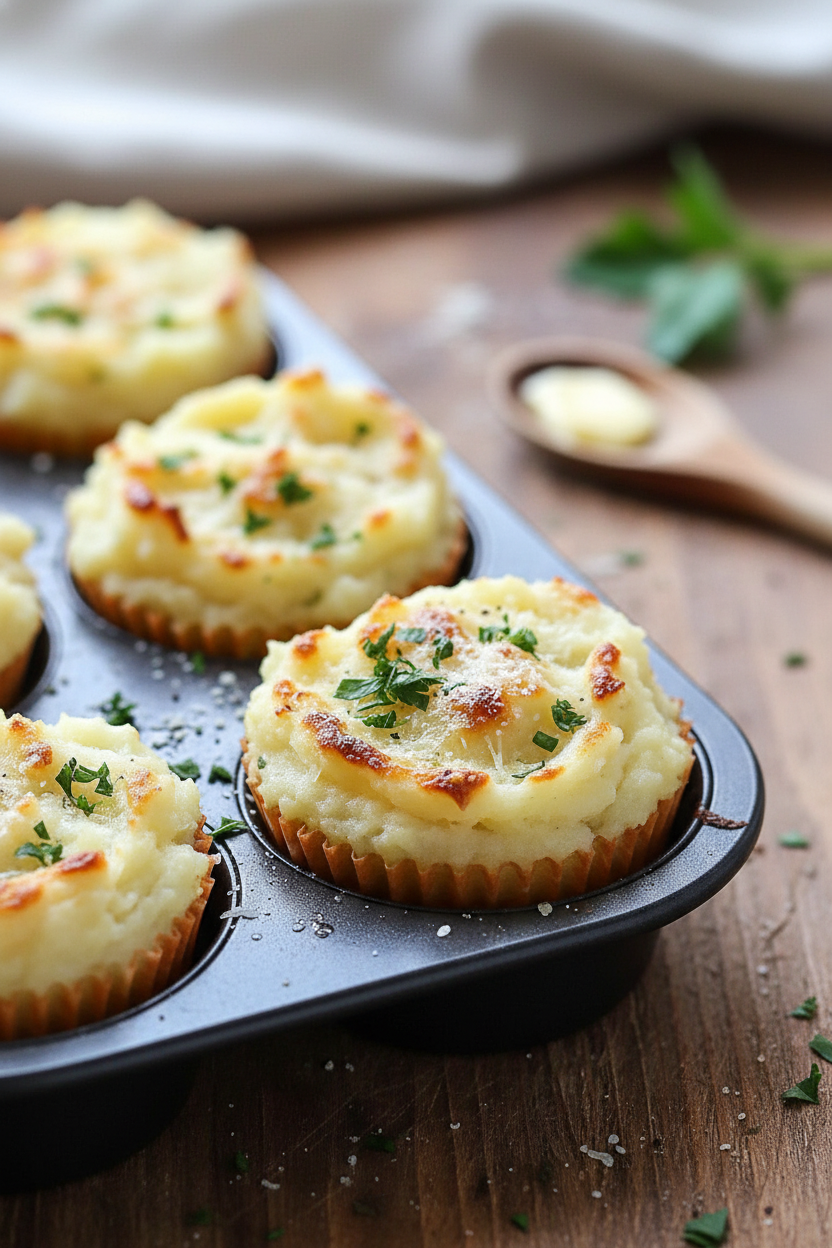 Garlic Parmesan Mashed Potato Cups Recipe