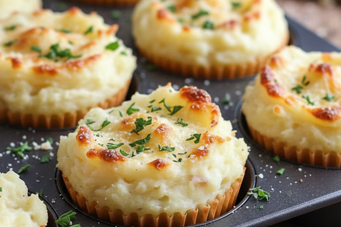Garlic Parmesan Mashed Potato Cups Recipe