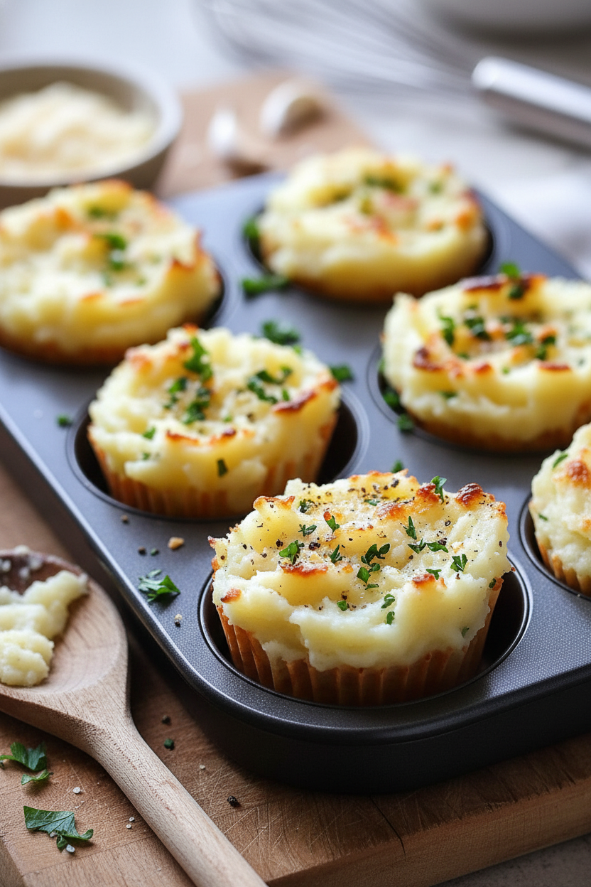 Garlic Parmesan Mashed Potato Cups Recipe