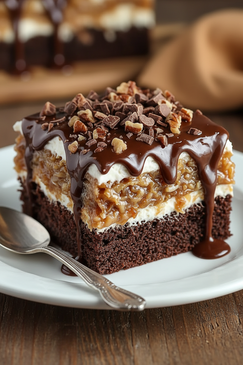 German Chocolate Poke Cake Easy Crowd Pleaser