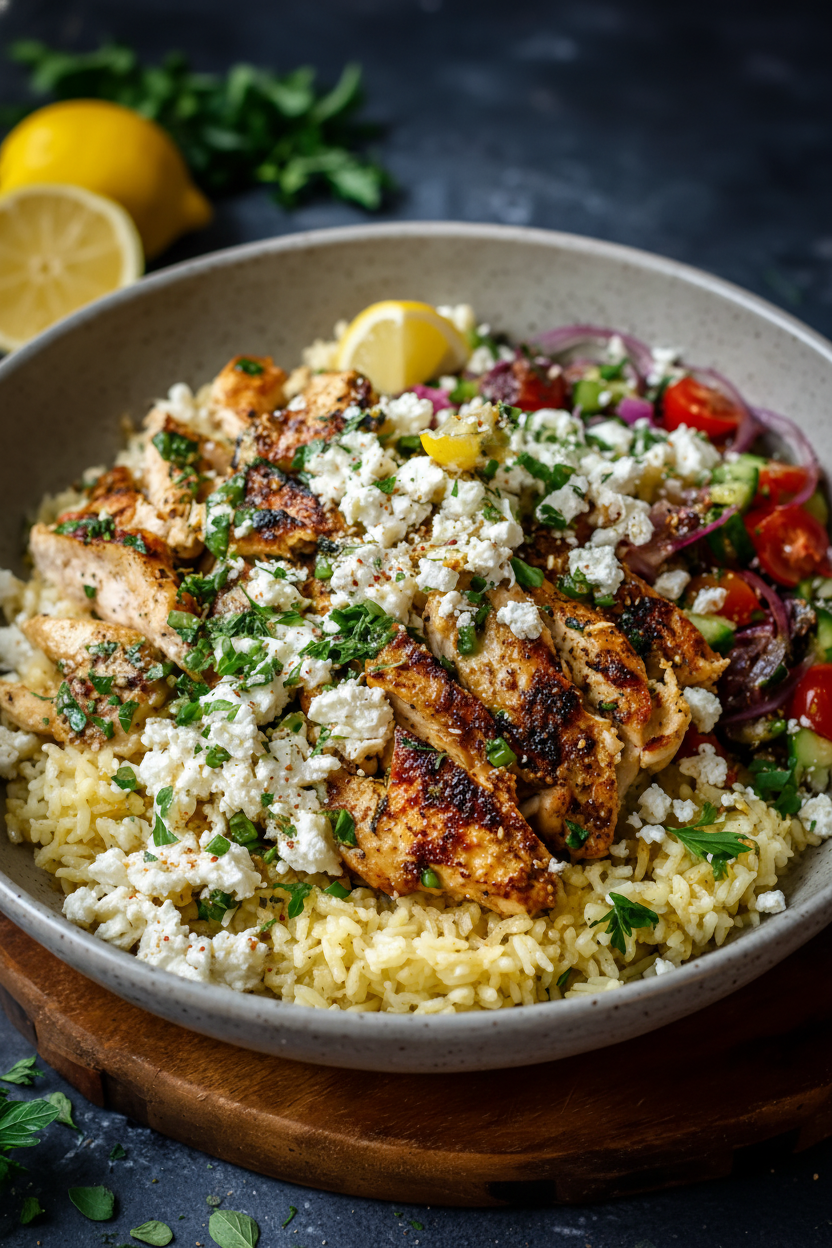 Greek Chicken and Lemon Rice One Pot Meal