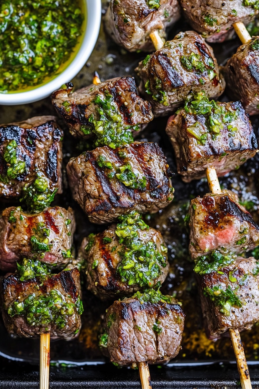 Grilled Steak Skewers with Chimichurri