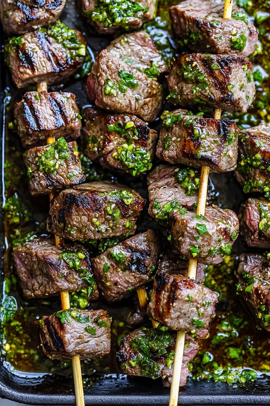 Grilled Steak Skewers with Chimichurri