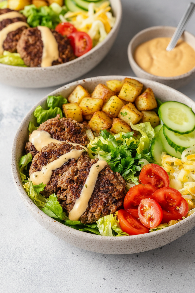 Healthy Burger Bowls with Special Sauce Recipe
