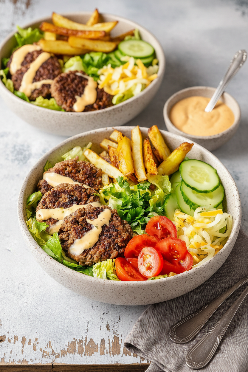 Healthy Burger Bowls with Special Sauce Recipe
