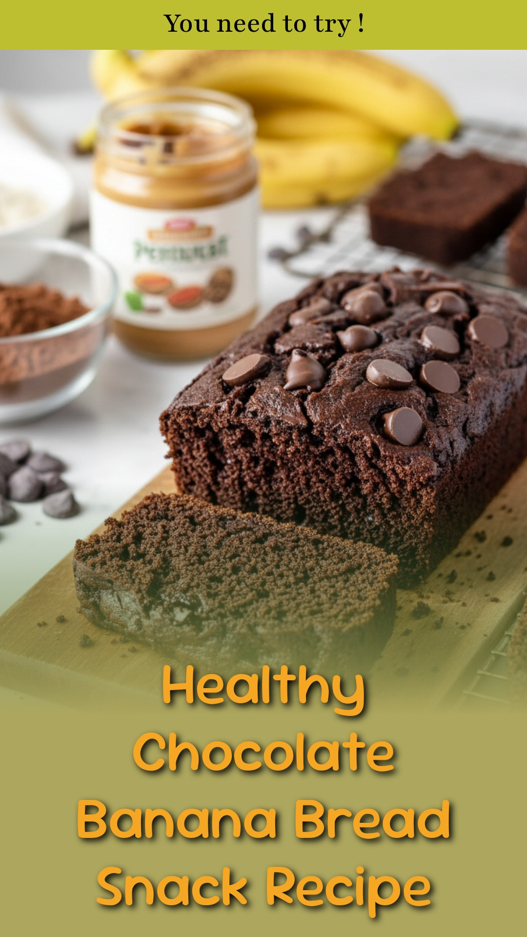 Healthy Chocolate Banana Bread Snack Recipe