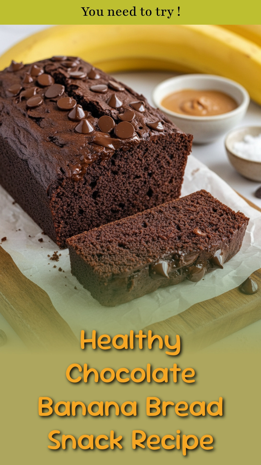 Healthy Chocolate Banana Bread Snack Recipe