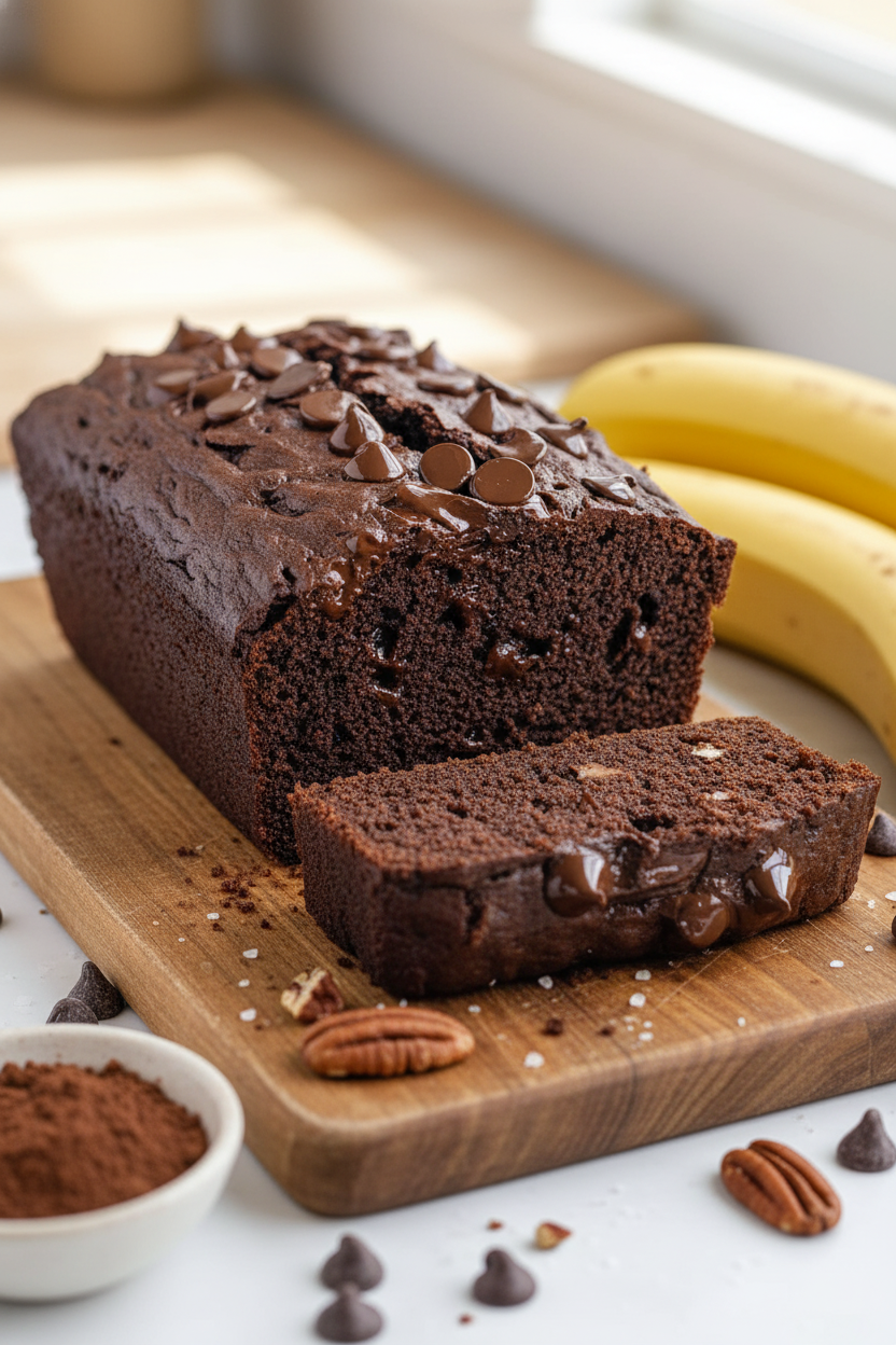 Healthy Chocolate Banana Bread Snack Recipe