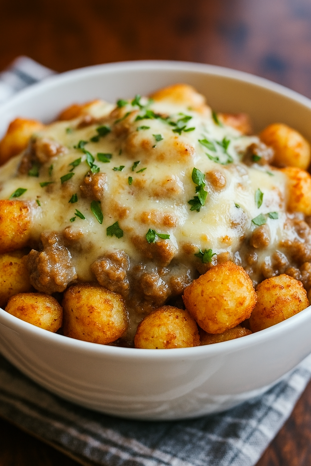Hearty Tater Tot Breakfast Bowl with Sausage Gravy