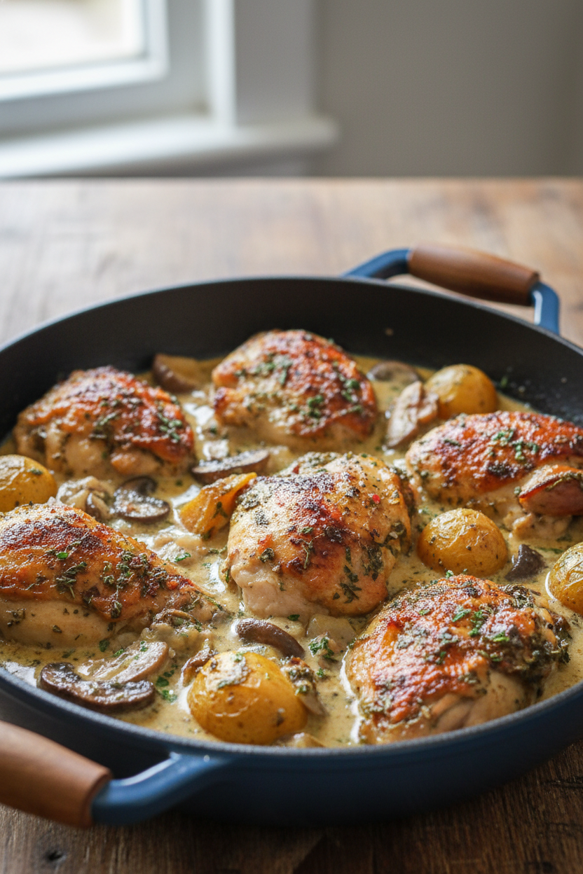 Herb Roasted Chicken in White Wine Sauce