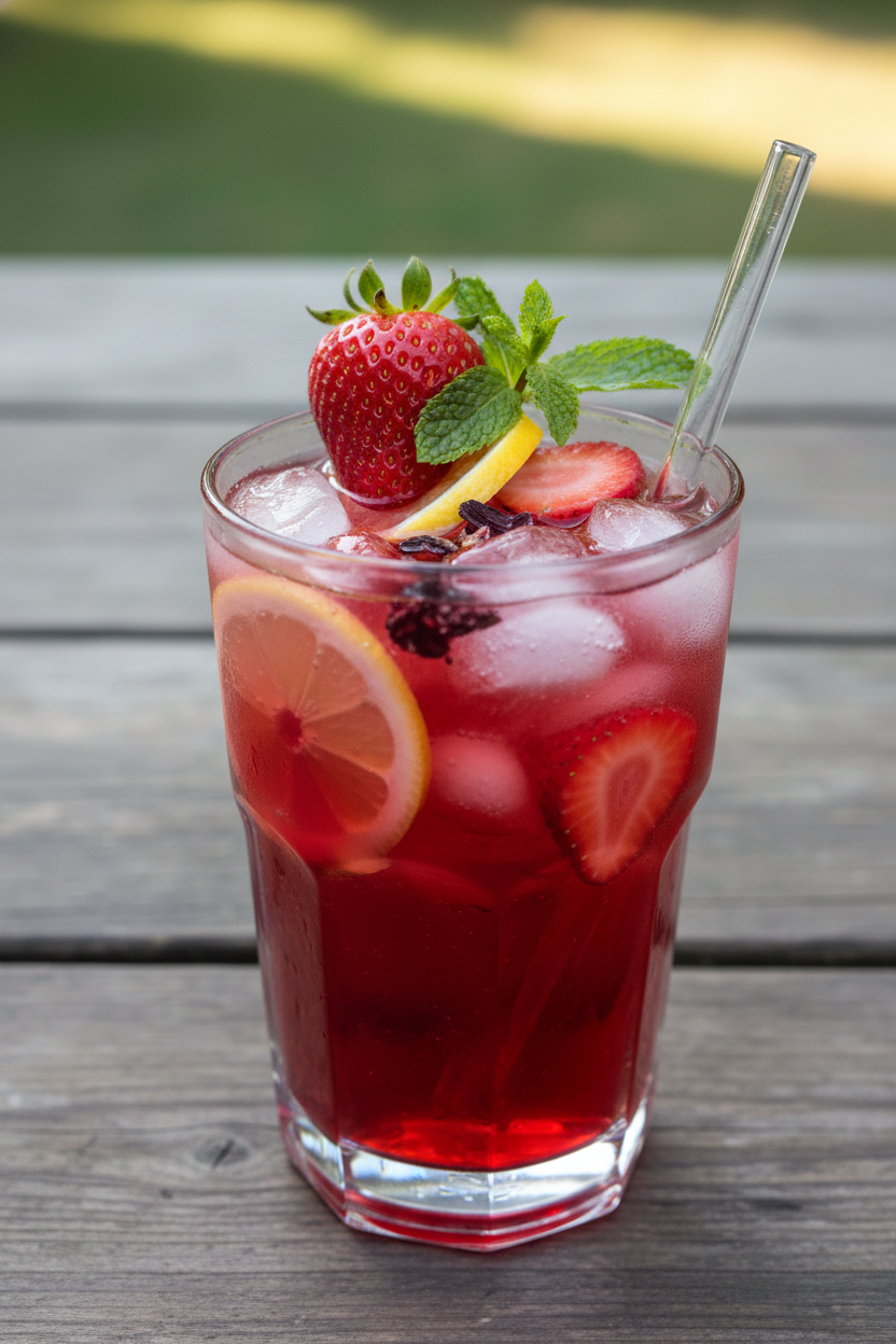 Hibiscus Strawberry Lemonade Tea Refresher Recipe