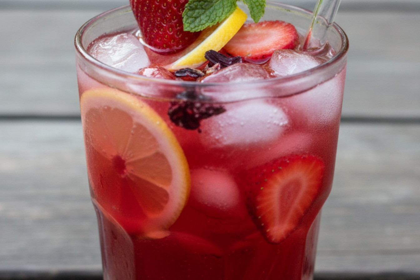 Hibiscus Strawberry Lemonade Tea Refresher Recipe