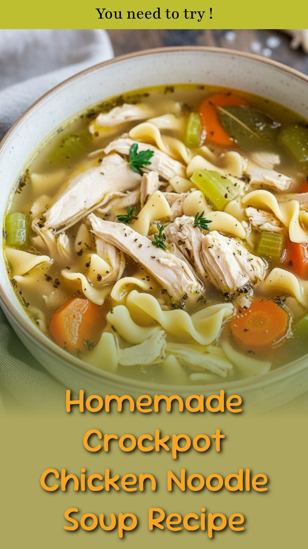 Homemade Crockpot Chicken Noodle Soup Recipe