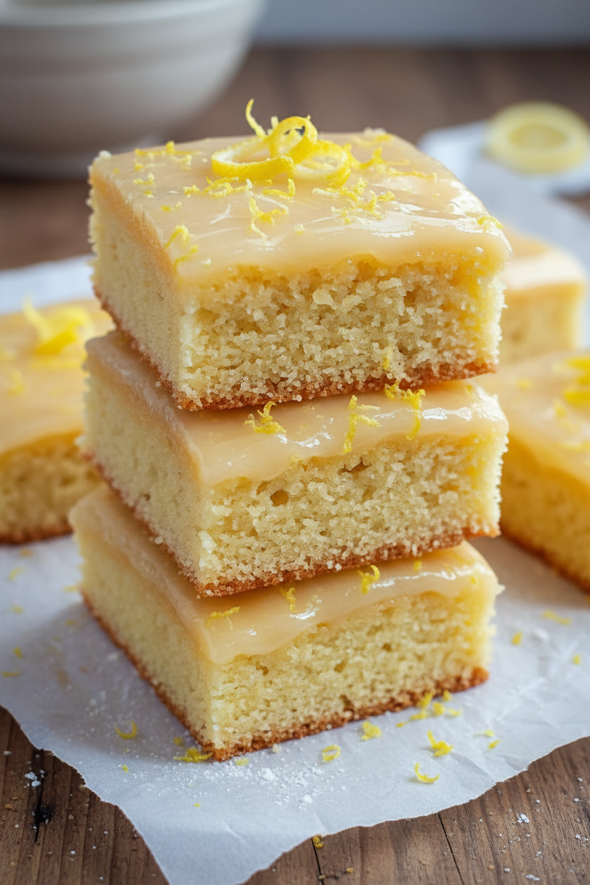 Homemade Lemon Brownies Recipe Snack On Meat