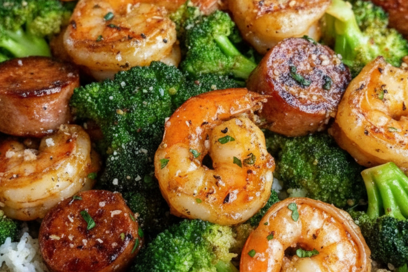 Honey Garlic Shrimp Sausage Broccoli One Pan Meal